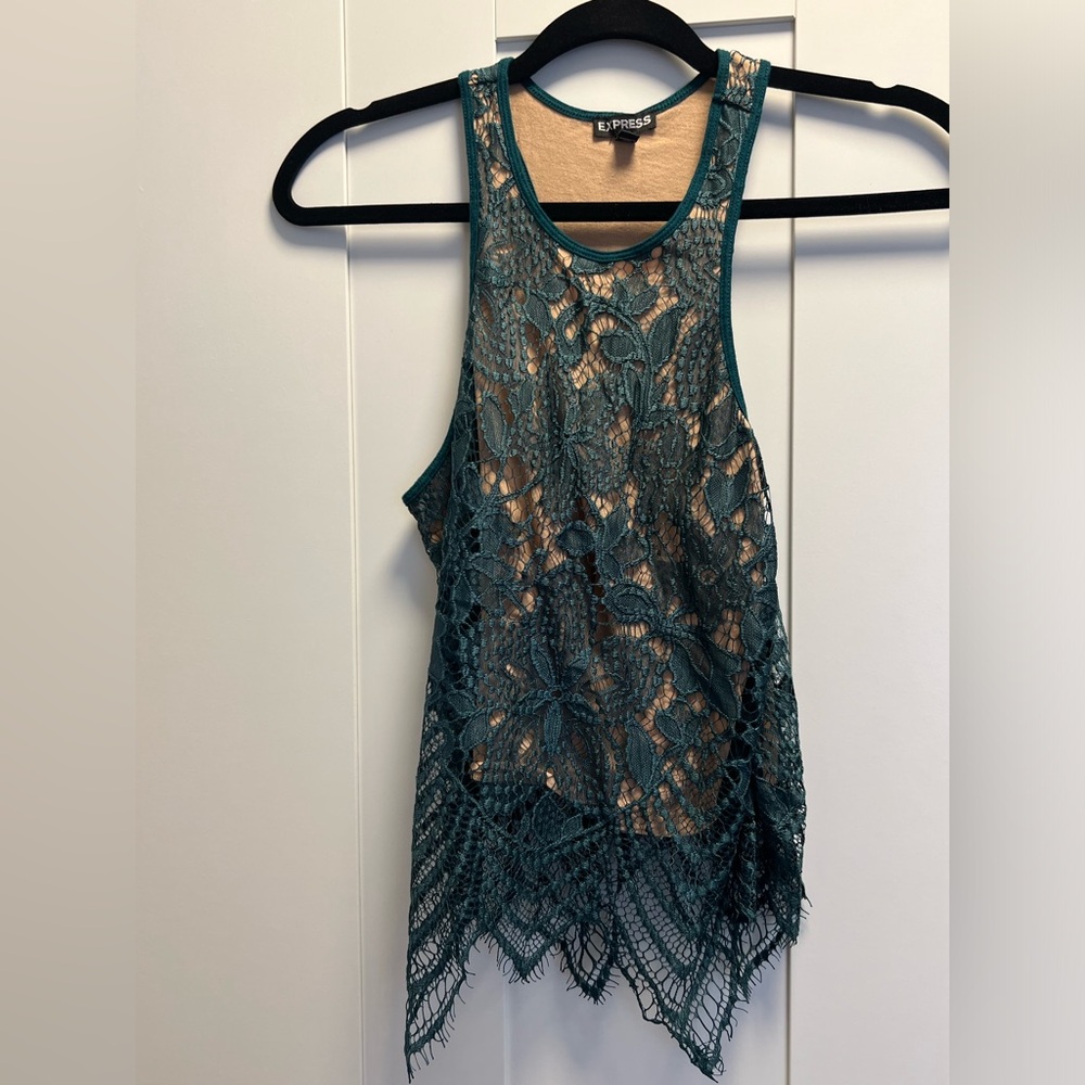 Express - Green Lace Top